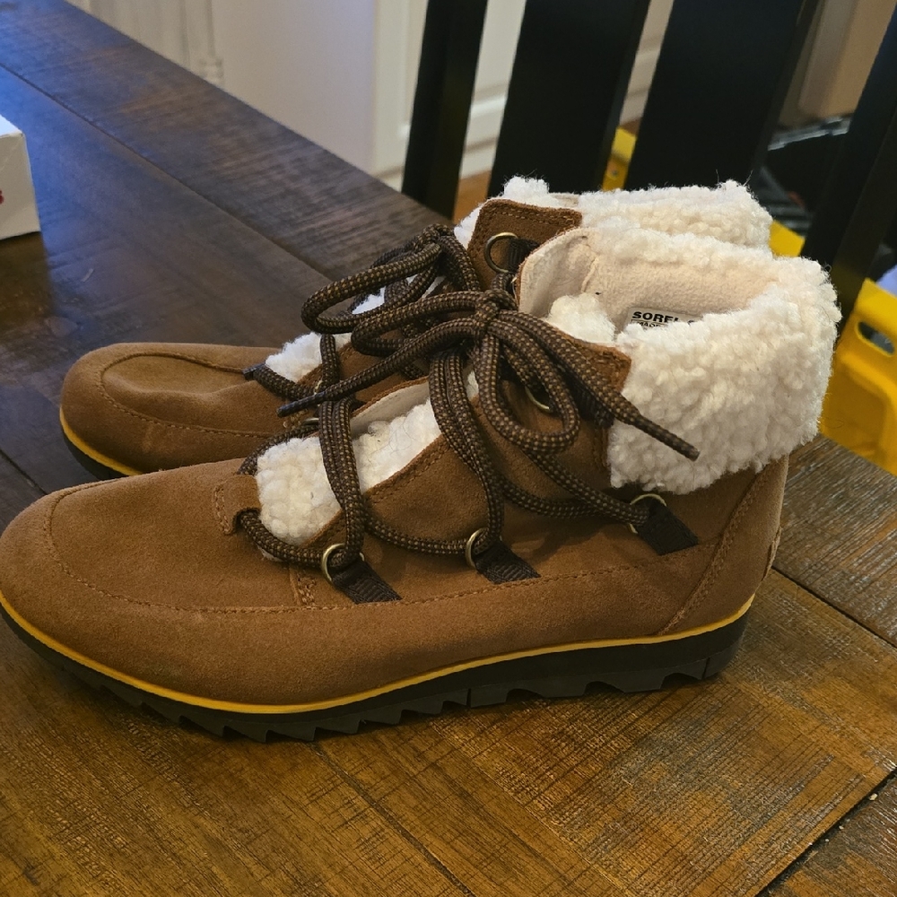 Sorel Brown and White Winter Boots with Cozy Lining